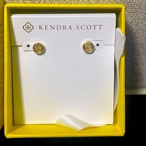Gold Kendra Scott post logo earrings